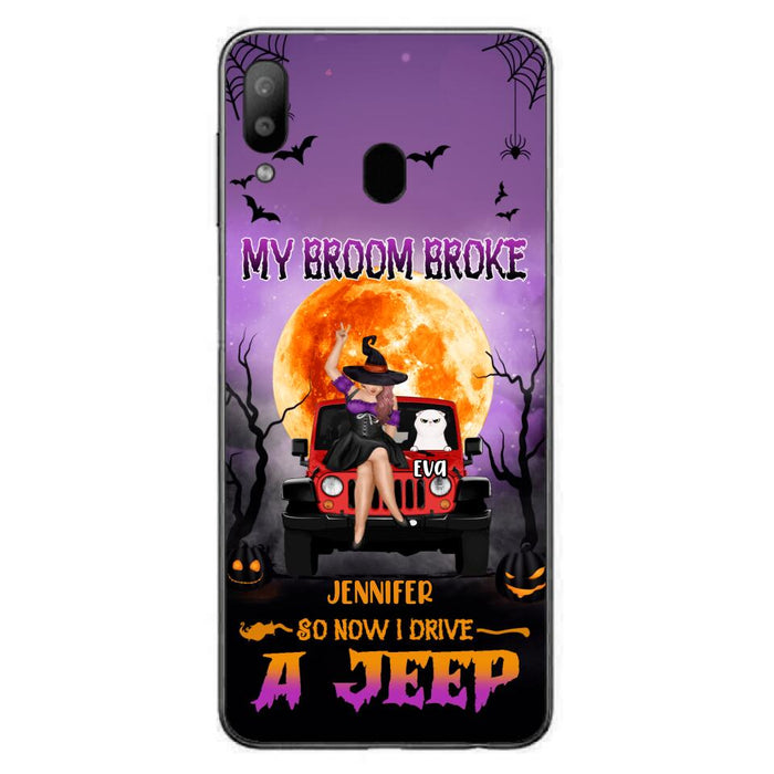 Custom Personalized Off-road Girl Phone Case - Upto 4 Cats - Halloween Gift Idea For Off-road Lovers/Cat Lovers - My Broom Broke - Case for iPhone/Samsung