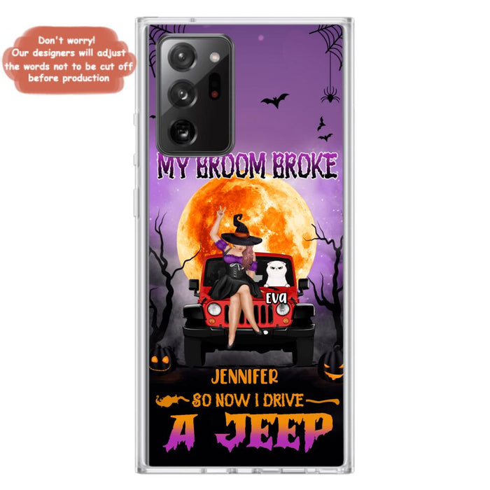 Custom Personalized Off-road Girl Phone Case - Upto 4 Cats - Halloween Gift Idea For Off-road Lovers/Cat Lovers - My Broom Broke - Case for iPhone/Samsung