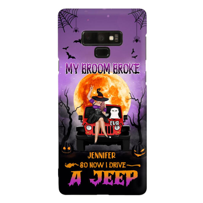 Custom Personalized Off-road Girl Phone Case - Upto 4 Cats - Halloween Gift Idea For Off-road Lovers/Cat Lovers - My Broom Broke - Case for iPhone/Samsung