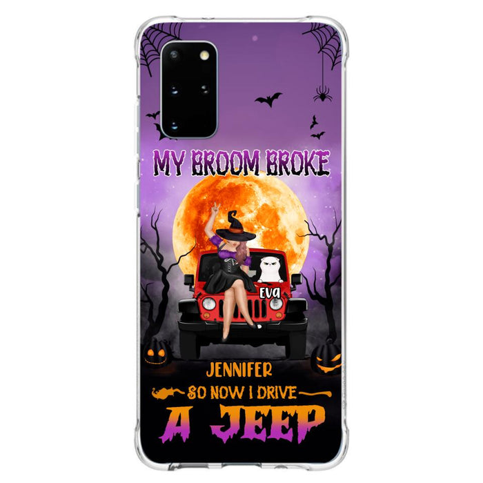 Custom Personalized Off-road Girl Phone Case - Upto 4 Cats - Halloween Gift Idea For Off-road Lovers/Cat Lovers - My Broom Broke - Case for iPhone/Samsung