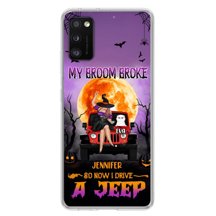 Custom Personalized Off-road Girl Phone Case - Upto 4 Cats - Halloween Gift Idea For Off-road Lovers/Cat Lovers - My Broom Broke - Case for iPhone/Samsung