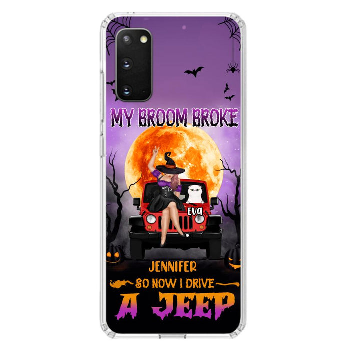 Custom Personalized Off-road Girl Phone Case - Upto 4 Cats - Halloween Gift Idea For Off-road Lovers/Cat Lovers - My Broom Broke - Case for iPhone/Samsung