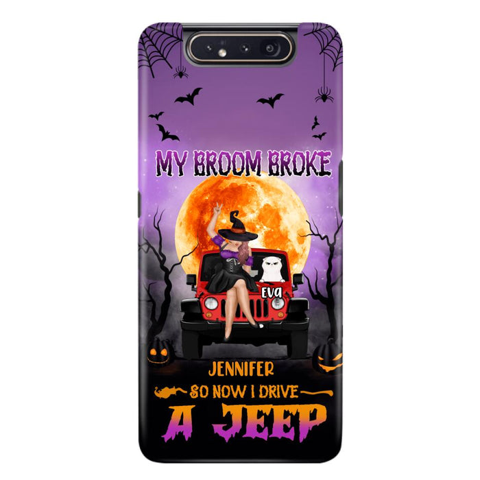 Custom Personalized Off-road Girl Phone Case - Upto 4 Cats - Halloween Gift Idea For Off-road Lovers/Cat Lovers - My Broom Broke - Case for iPhone/Samsung