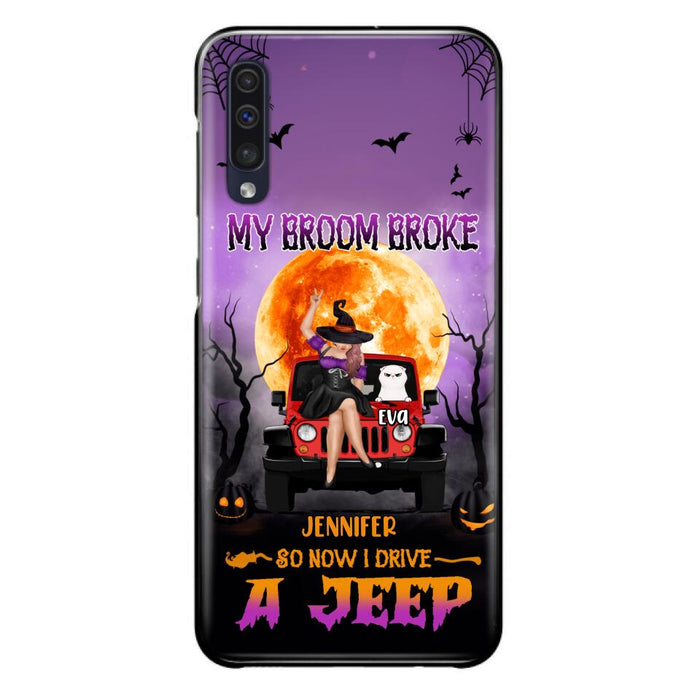 Custom Personalized Off-road Girl Phone Case - Upto 4 Cats - Halloween Gift Idea For Off-road Lovers/Cat Lovers - My Broom Broke - Case for iPhone/Samsung