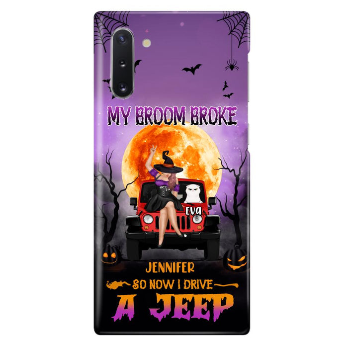 Custom Personalized Off-road Girl Phone Case - Upto 4 Cats - Halloween Gift Idea For Off-road Lovers/Cat Lovers - My Broom Broke - Case for iPhone/Samsung