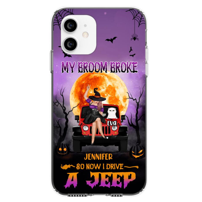 Custom Personalized Off-road Girl Phone Case - Upto 4 Cats - Halloween Gift Idea For Off-road Lovers/Cat Lovers - My Broom Broke - Case for iPhone/Samsung