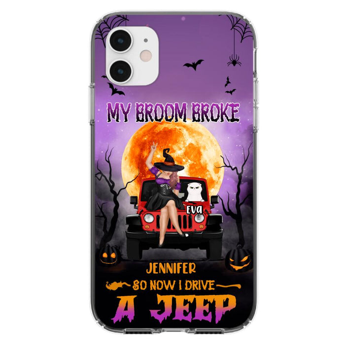 Custom Personalized Off-road Girl Phone Case - Upto 4 Cats - Halloween Gift Idea For Off-road Lovers/Cat Lovers - My Broom Broke - Case for iPhone/Samsung