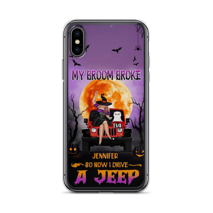 Custom Personalized Off-road Girl Phone Case - Upto 4 Cats - Halloween Gift Idea For Off-road Lovers/Cat Lovers - My Broom Broke - Case for iPhone/Samsung