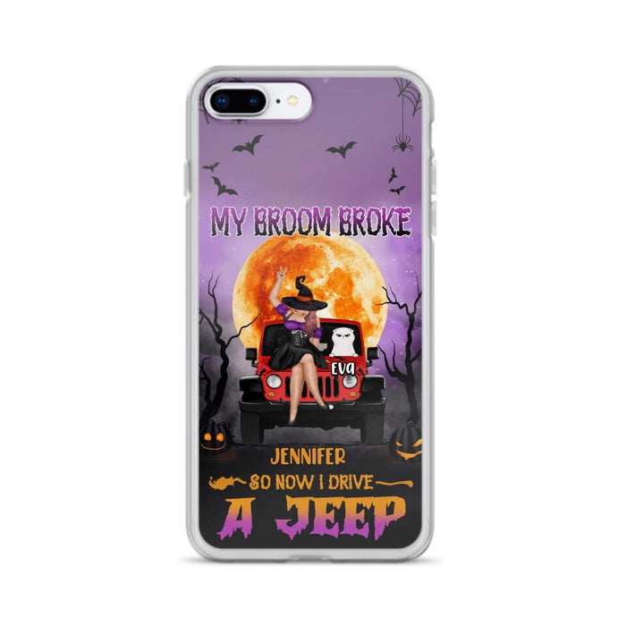 Custom Personalized Off-road Girl Phone Case - Upto 4 Cats - Halloween Gift Idea For Off-road Lovers/Cat Lovers - My Broom Broke - Case for iPhone/Samsung