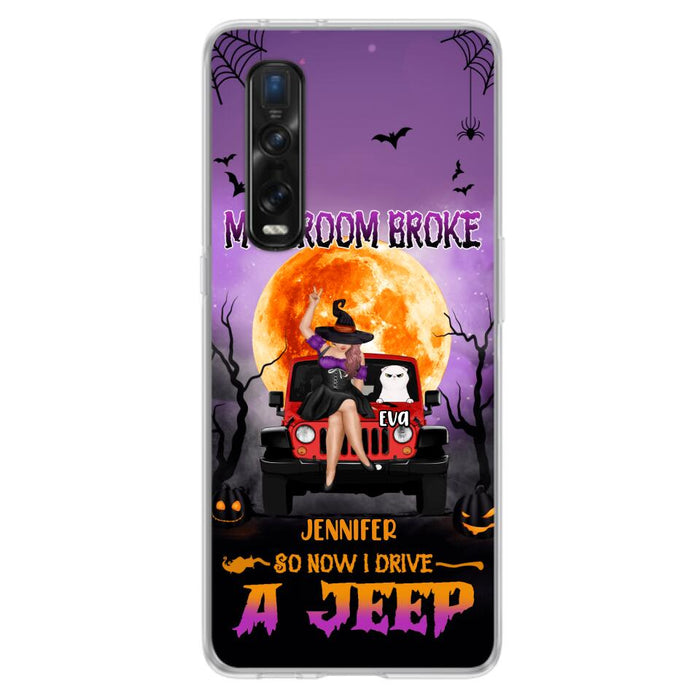 Custom Personalized Off-road Girl Phone Case - Upto 4 Cats - Halloween Gift Idea For Off-road Lovers/Cat Lovers - My Broom Broke - Case for Xiaomi, Huawei & Oppo