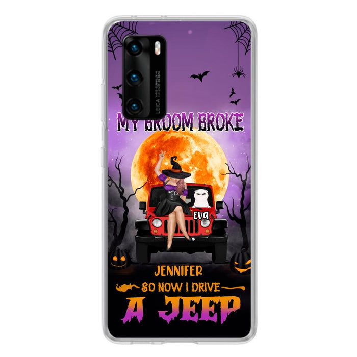 Custom Personalized Off-road Girl Phone Case - Upto 4 Cats - Halloween Gift Idea For Off-road Lovers/Cat Lovers - My Broom Broke - Case for Xiaomi, Huawei & Oppo