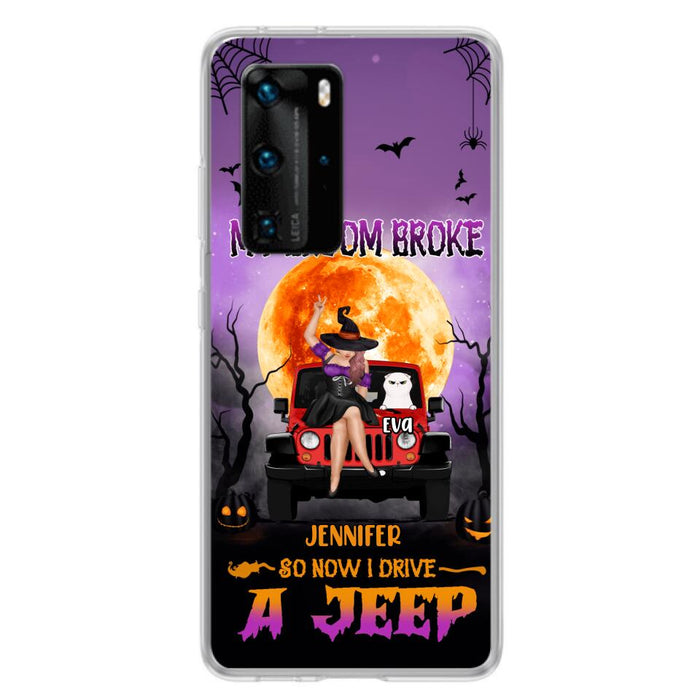 Custom Personalized Off-road Girl Phone Case - Upto 4 Cats - Halloween Gift Idea For Off-road Lovers/Cat Lovers - My Broom Broke - Case for Xiaomi, Huawei & Oppo