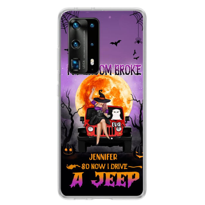 Custom Personalized Off-road Girl Phone Case - Upto 4 Cats - Halloween Gift Idea For Off-road Lovers/Cat Lovers - My Broom Broke - Case for Xiaomi, Huawei & Oppo