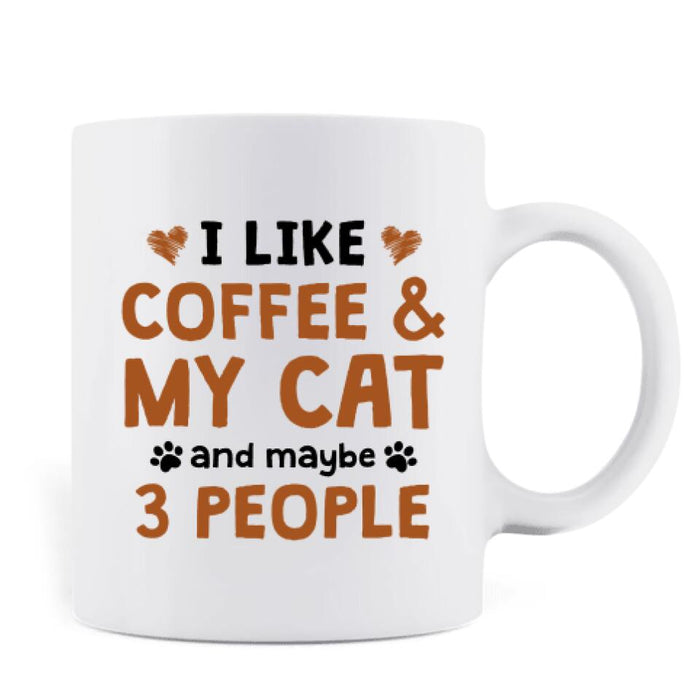 Custom Personalized Catpuccino Coffee Mug - Gift Idea For Cat Lover with up to 5 Cats - I Like Coffee & My Cat and Maybe 3 People