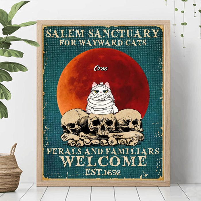 Custom Personalized Halloween Cat Poster - Up to 5 Cats - Halloween Gift For Cat Lovers