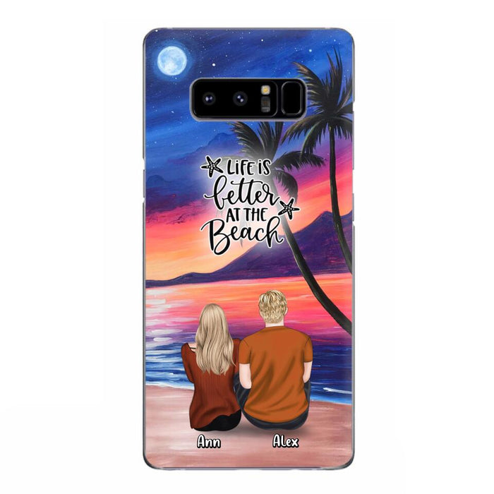 Personalized Couple and Pet Beach Dawn Phone Case for iPhone and Samsung - Couple with up to 4 dogs/cats - Life is better at the beach