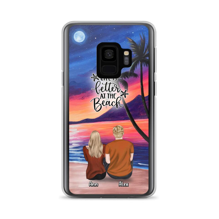 Personalized Couple and Pet Beach Dawn Phone Case for iPhone and Samsung - Couple with up to 4 dogs/cats - Life is better at the beach