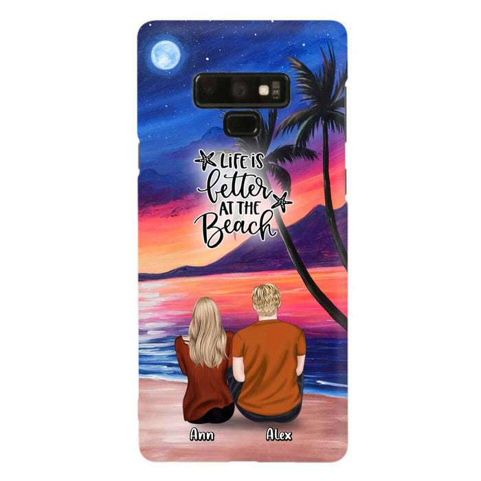 Personalized Couple and Pet Beach Dawn Phone Case for iPhone and Samsung - Couple with up to 4 dogs/cats - Life is better at the beach