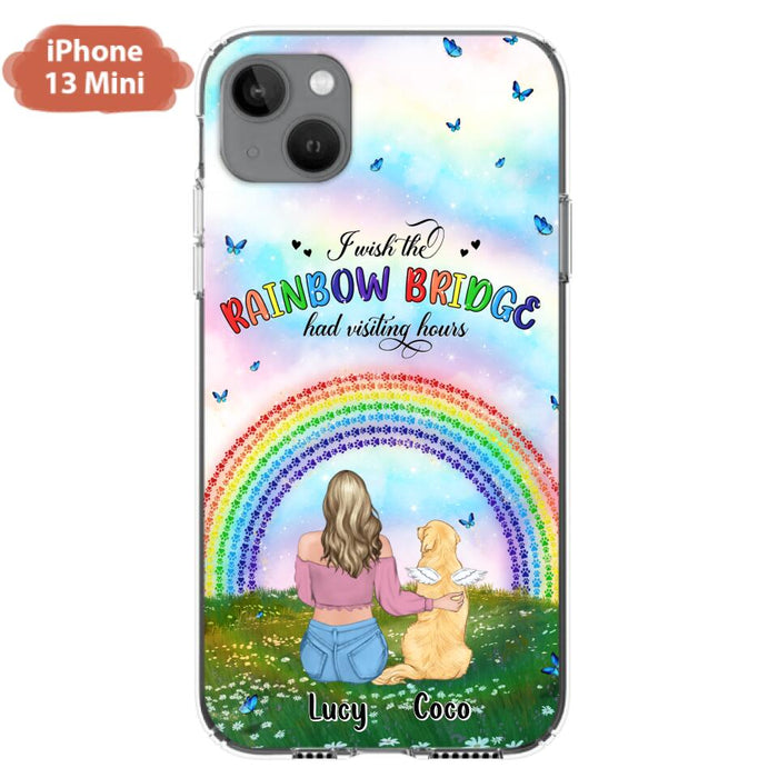 Custom Personalized Dog, Cat Memorial Phone Case  - Upto 4 Pets - Memorial Gift For Dog/ Cat Lover - I Wish The Rainbow Bridge Had Visiting Hours - Case For iPhone And Samsung