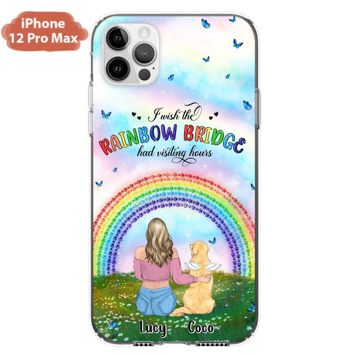 Custom Personalized Dog, Cat Memorial Phone Case  - Upto 4 Pets - Memorial Gift For Dog/ Cat Lover - I Wish The Rainbow Bridge Had Visiting Hours - Case For iPhone And Samsung