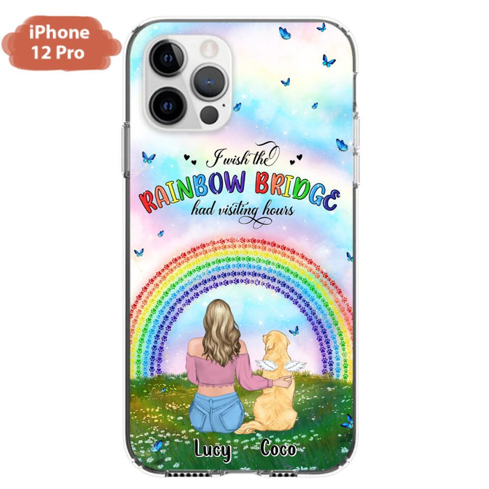 Custom Personalized Dog, Cat Memorial Phone Case  - Upto 4 Pets - Memorial Gift For Dog/ Cat Lover - I Wish The Rainbow Bridge Had Visiting Hours - Case For iPhone And Samsung