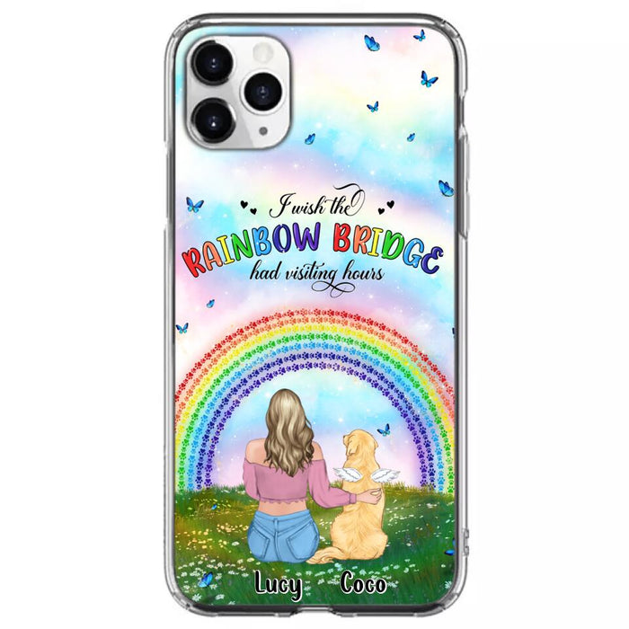 Custom Personalized Dog, Cat Memorial Phone Case  - Upto 4 Pets - Memorial Gift For Dog/ Cat Lover - I Wish The Rainbow Bridge Had Visiting Hours - Case For iPhone And Samsung