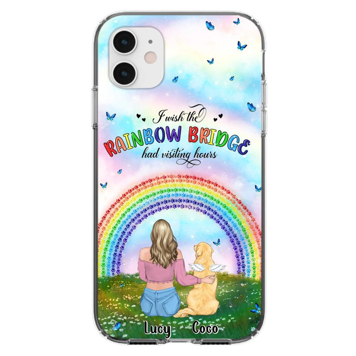 Custom Personalized Dog, Cat Memorial Phone Case  - Upto 4 Pets - Memorial Gift For Dog/ Cat Lover - I Wish The Rainbow Bridge Had Visiting Hours - Case For iPhone And Samsung