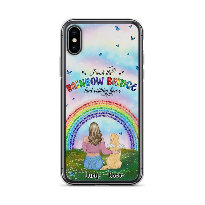 Custom Personalized Dog, Cat Memorial Phone Case  - Upto 4 Pets - Memorial Gift For Dog/ Cat Lover - I Wish The Rainbow Bridge Had Visiting Hours - Case For iPhone And Samsung