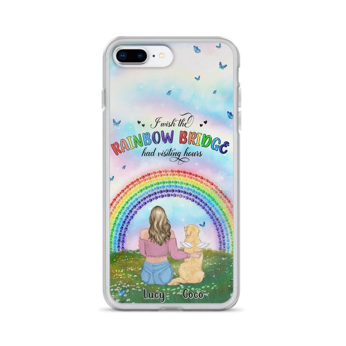 Custom Personalized Dog, Cat Memorial Phone Case  - Upto 4 Pets - Memorial Gift For Dog/ Cat Lover - I Wish The Rainbow Bridge Had Visiting Hours - Case For iPhone And Samsung