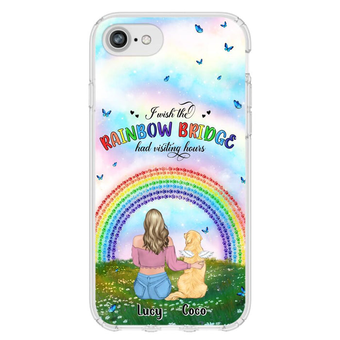 Custom Personalized Dog, Cat Memorial Phone Case  - Upto 4 Pets - Memorial Gift For Dog/ Cat Lover - I Wish The Rainbow Bridge Had Visiting Hours - Case For iPhone And Samsung