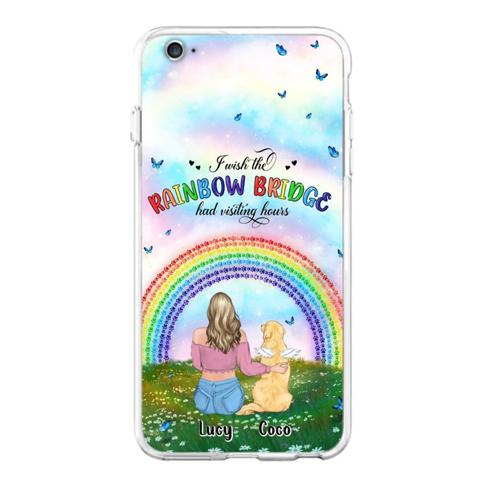 Custom Personalized Dog, Cat Memorial Phone Case  - Upto 4 Pets - Memorial Gift For Dog/ Cat Lover - I Wish The Rainbow Bridge Had Visiting Hours - Case For iPhone And Samsung