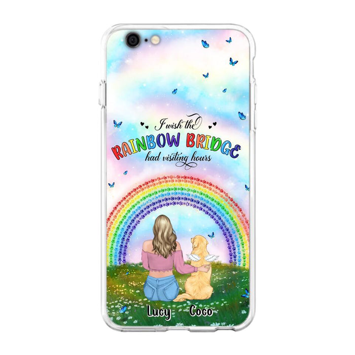 Custom Personalized Dog, Cat Memorial Phone Case  - Upto 4 Pets - Memorial Gift For Dog/ Cat Lover - I Wish The Rainbow Bridge Had Visiting Hours - Case For iPhone And Samsung