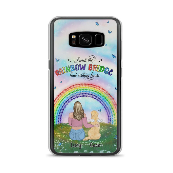 Custom Personalized Dog, Cat Memorial Phone Case  - Upto 4 Pets - Memorial Gift For Dog/ Cat Lover - I Wish The Rainbow Bridge Had Visiting Hours - Case For iPhone And Samsung