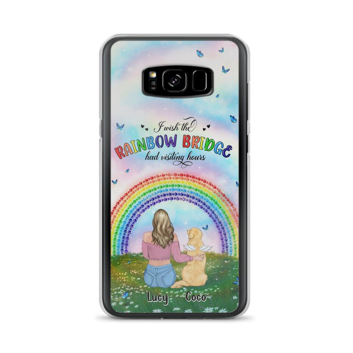 Custom Personalized Dog, Cat Memorial Phone Case  - Upto 4 Pets - Memorial Gift For Dog/ Cat Lover - I Wish The Rainbow Bridge Had Visiting Hours - Case For iPhone And Samsung