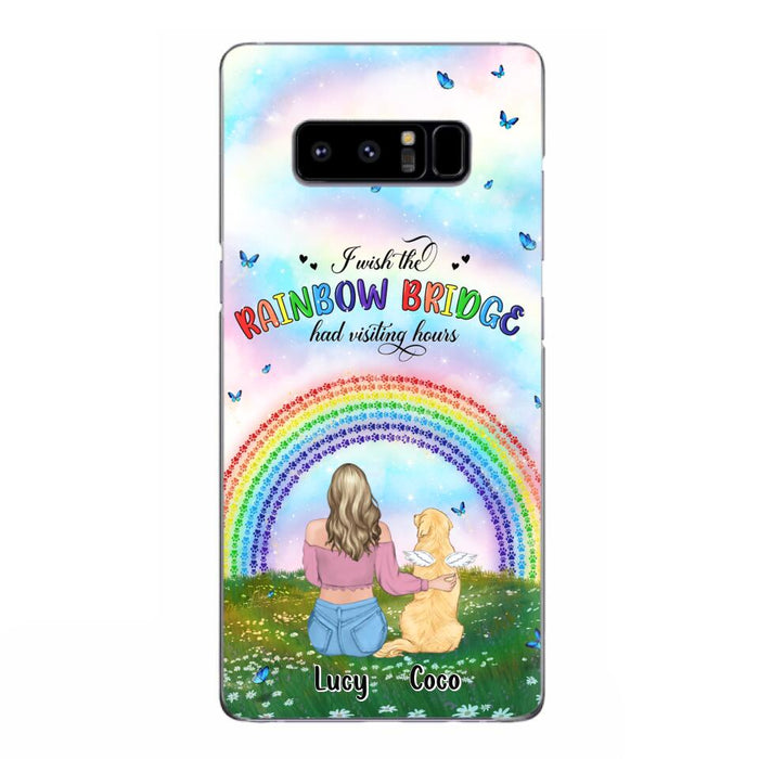 Custom Personalized Dog, Cat Memorial Phone Case  - Upto 4 Pets - Memorial Gift For Dog/ Cat Lover - I Wish The Rainbow Bridge Had Visiting Hours - Case For iPhone And Samsung