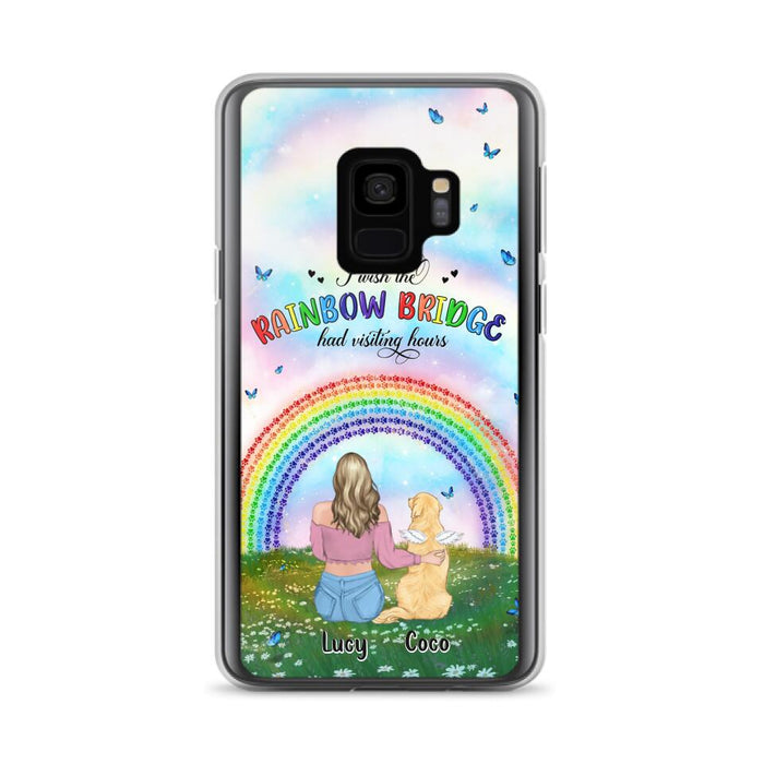 Custom Personalized Dog, Cat Memorial Phone Case  - Upto 4 Pets - Memorial Gift For Dog/ Cat Lover - I Wish The Rainbow Bridge Had Visiting Hours - Case For iPhone And Samsung