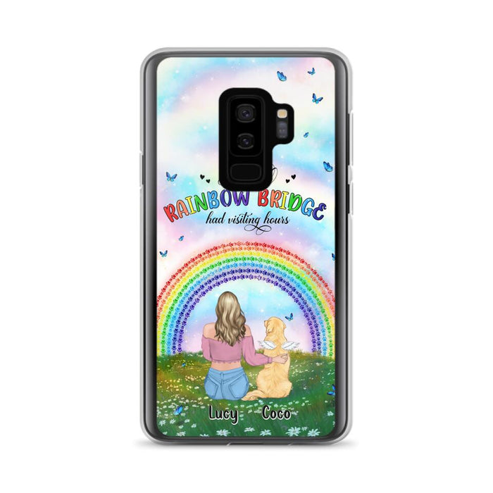 Custom Personalized Dog, Cat Memorial Phone Case  - Upto 4 Pets - Memorial Gift For Dog/ Cat Lover - I Wish The Rainbow Bridge Had Visiting Hours - Case For iPhone And Samsung