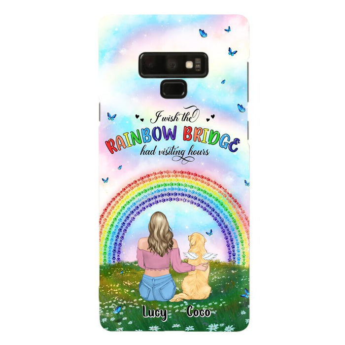 Custom Personalized Dog, Cat Memorial Phone Case  - Upto 4 Pets - Memorial Gift For Dog/ Cat Lover - I Wish The Rainbow Bridge Had Visiting Hours - Case For iPhone And Samsung