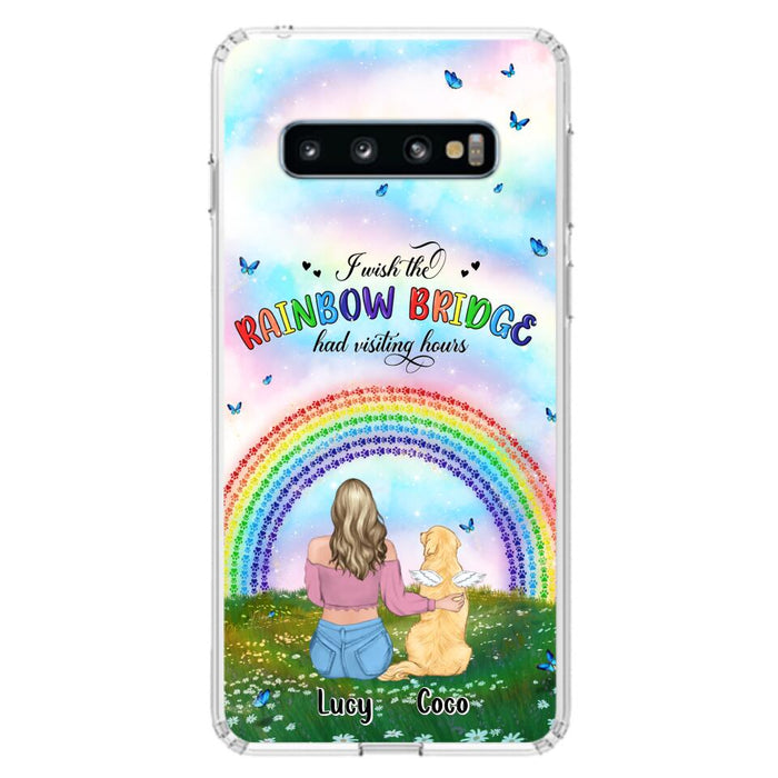 Custom Personalized Dog, Cat Memorial Phone Case  - Upto 4 Pets - Memorial Gift For Dog/ Cat Lover - I Wish The Rainbow Bridge Had Visiting Hours - Case For iPhone And Samsung