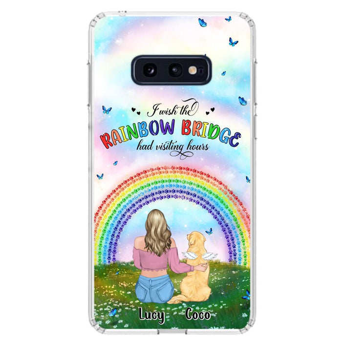 Custom Personalized Dog, Cat Memorial Phone Case  - Upto 4 Pets - Memorial Gift For Dog/ Cat Lover - I Wish The Rainbow Bridge Had Visiting Hours - Case For iPhone And Samsung