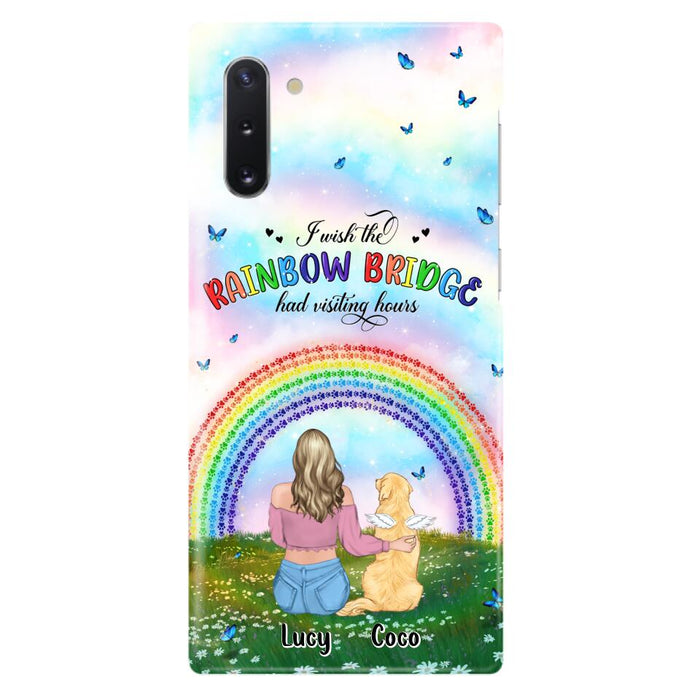 Custom Personalized Dog, Cat Memorial Phone Case  - Upto 4 Pets - Memorial Gift For Dog/ Cat Lover - I Wish The Rainbow Bridge Had Visiting Hours - Case For iPhone And Samsung