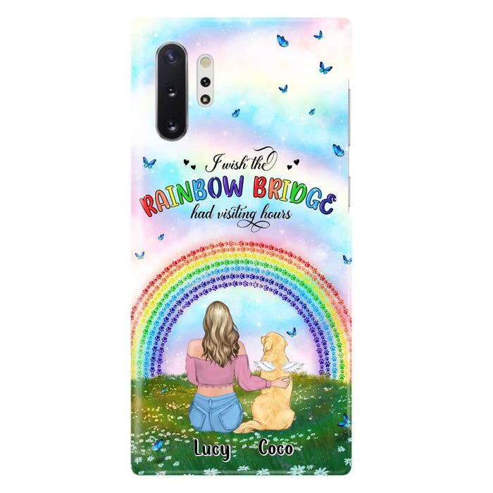 Custom Personalized Dog, Cat Memorial Phone Case  - Upto 4 Pets - Memorial Gift For Dog/ Cat Lover - I Wish The Rainbow Bridge Had Visiting Hours - Case For iPhone And Samsung