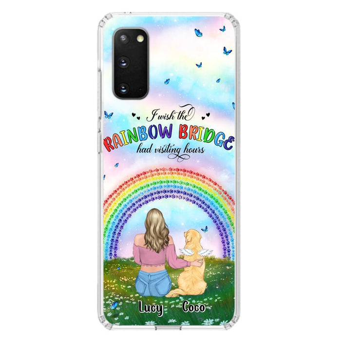 Custom Personalized Dog, Cat Memorial Phone Case  - Upto 4 Pets - Memorial Gift For Dog/ Cat Lover - I Wish The Rainbow Bridge Had Visiting Hours - Case For iPhone And Samsung