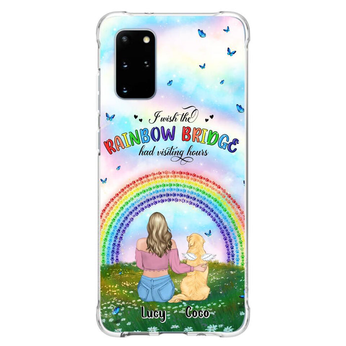 Custom Personalized Dog, Cat Memorial Phone Case  - Upto 4 Pets - Memorial Gift For Dog/ Cat Lover - I Wish The Rainbow Bridge Had Visiting Hours - Case For iPhone And Samsung