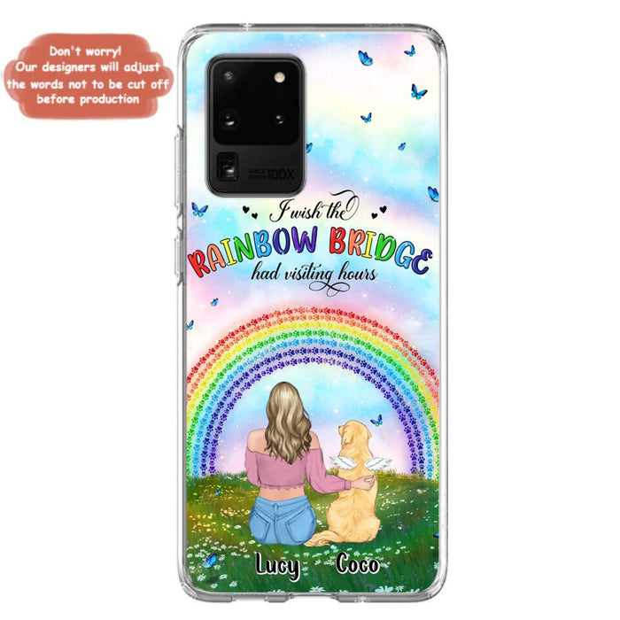 Custom Personalized Dog, Cat Memorial Phone Case  - Upto 4 Pets - Memorial Gift For Dog/ Cat Lover - I Wish The Rainbow Bridge Had Visiting Hours - Case For iPhone And Samsung