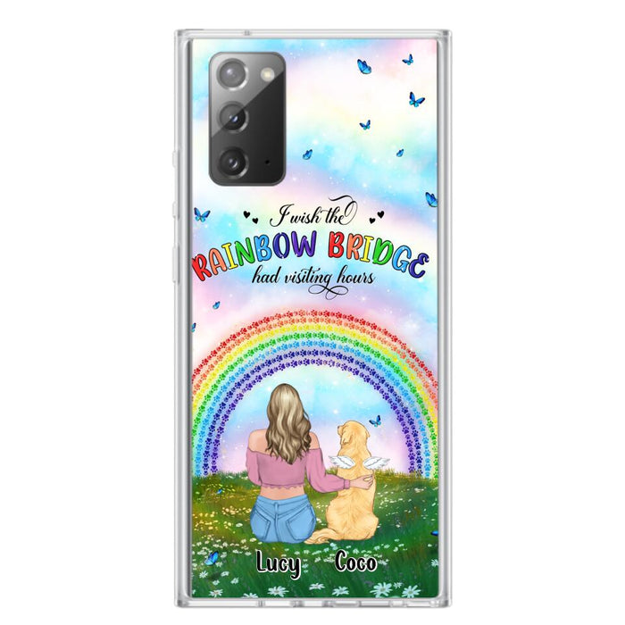 Custom Personalized Dog, Cat Memorial Phone Case  - Upto 4 Pets - Memorial Gift For Dog/ Cat Lover - I Wish The Rainbow Bridge Had Visiting Hours - Case For iPhone And Samsung