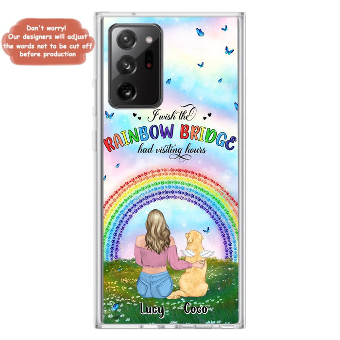 Custom Personalized Dog, Cat Memorial Phone Case  - Upto 4 Pets - Memorial Gift For Dog/ Cat Lover - I Wish The Rainbow Bridge Had Visiting Hours - Case For iPhone And Samsung