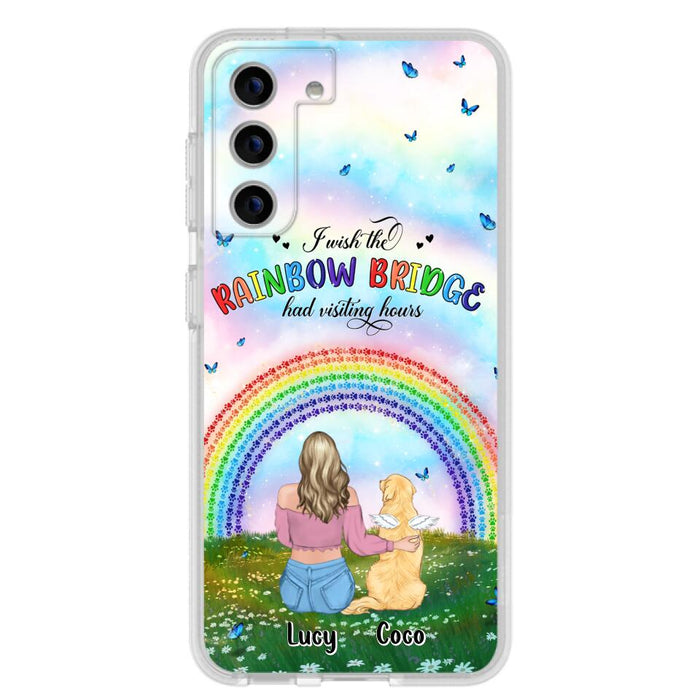 Custom Personalized Dog, Cat Memorial Phone Case  - Upto 4 Pets - Memorial Gift For Dog/ Cat Lover - I Wish The Rainbow Bridge Had Visiting Hours - Case For iPhone And Samsung