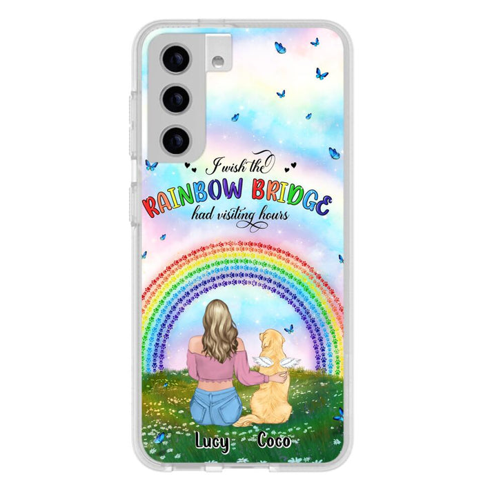 Custom Personalized Dog, Cat Memorial Phone Case  - Upto 4 Pets - Memorial Gift For Dog/ Cat Lover - I Wish The Rainbow Bridge Had Visiting Hours - Case For iPhone And Samsung