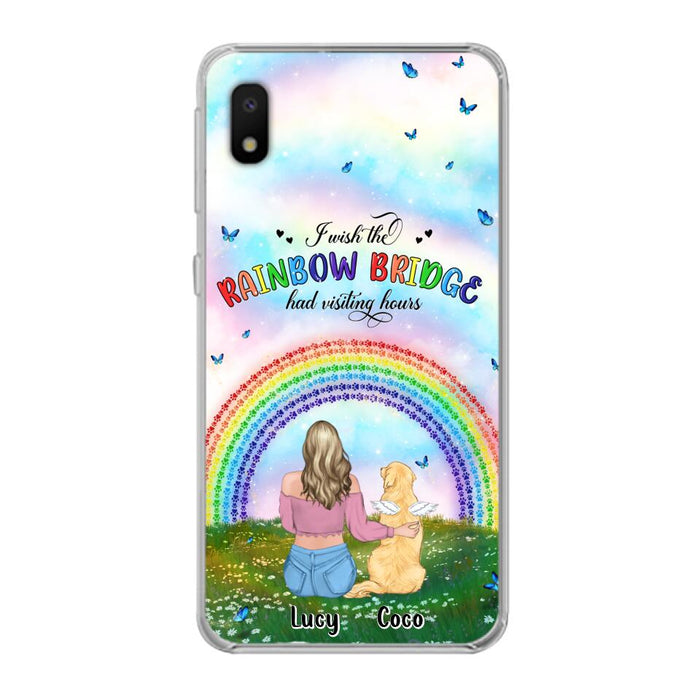 Custom Personalized Dog, Cat Memorial Phone Case  - Upto 4 Pets - Memorial Gift For Dog/ Cat Lover - I Wish The Rainbow Bridge Had Visiting Hours - Case For iPhone And Samsung